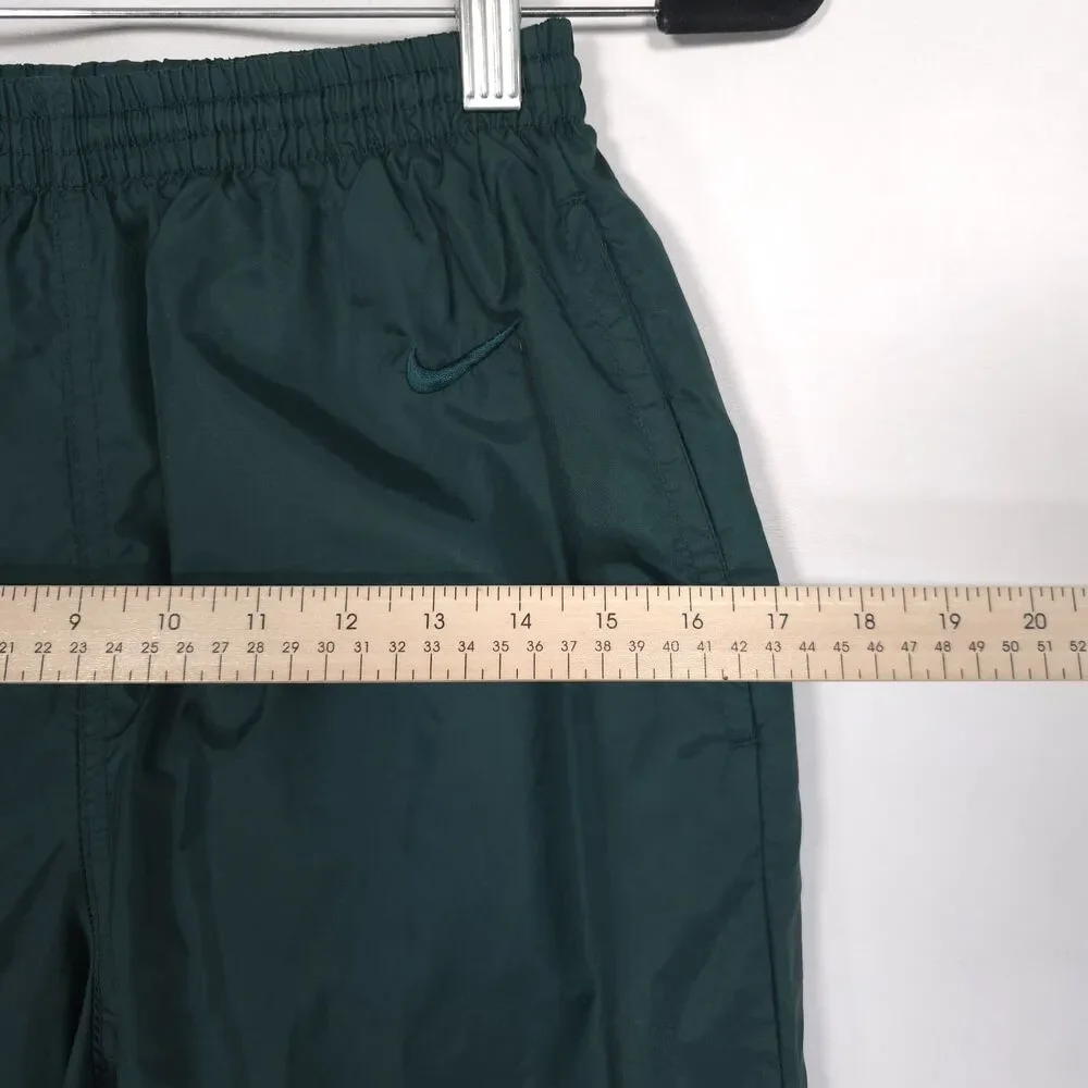 NIKE Men's SMALL Track Pants Joggers Green Zip Ankle Swoosh VINTAGE 90's Nylon